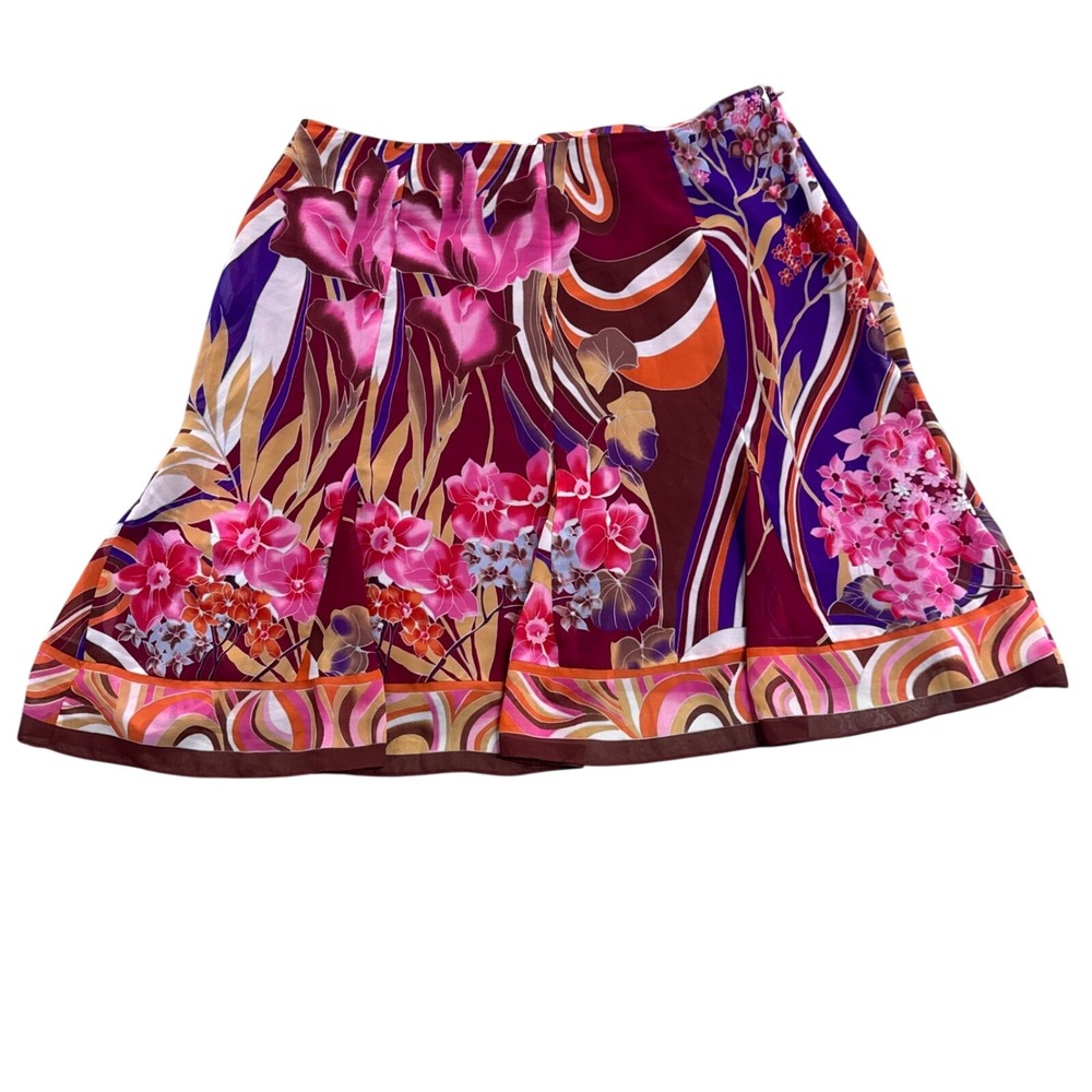 Lane Bryant Multicolor Floral Paisley Pink Skater Skirt S/20 Retro Y2k Preppy